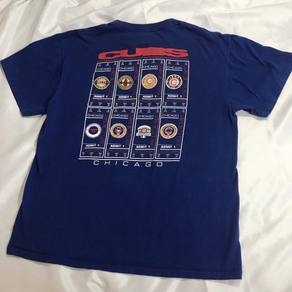 Majestic Chicago Cubs MLB Basebal Ticket Shirt Adult Large Blue Red Mens - Picture 6 of 12